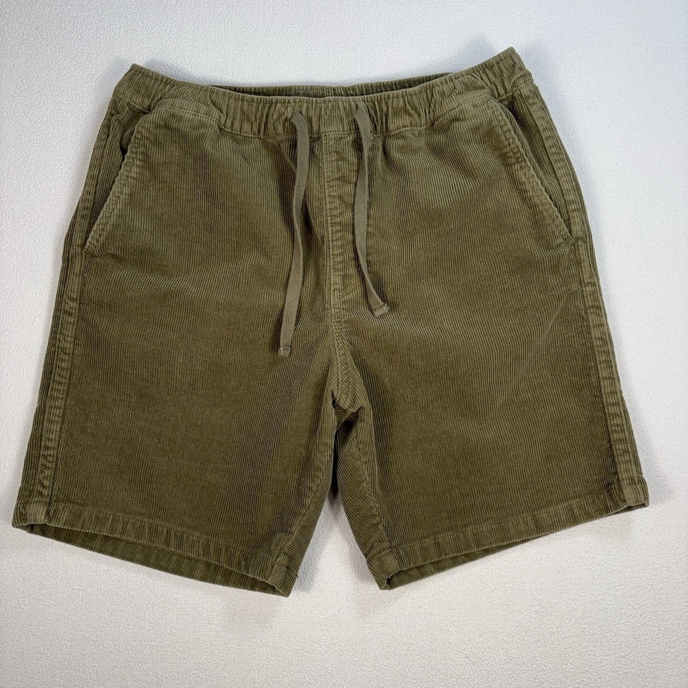 Katin 7" Corduroy Shorts Men's L Green Stretch Drawstring Pocket Surf Casual